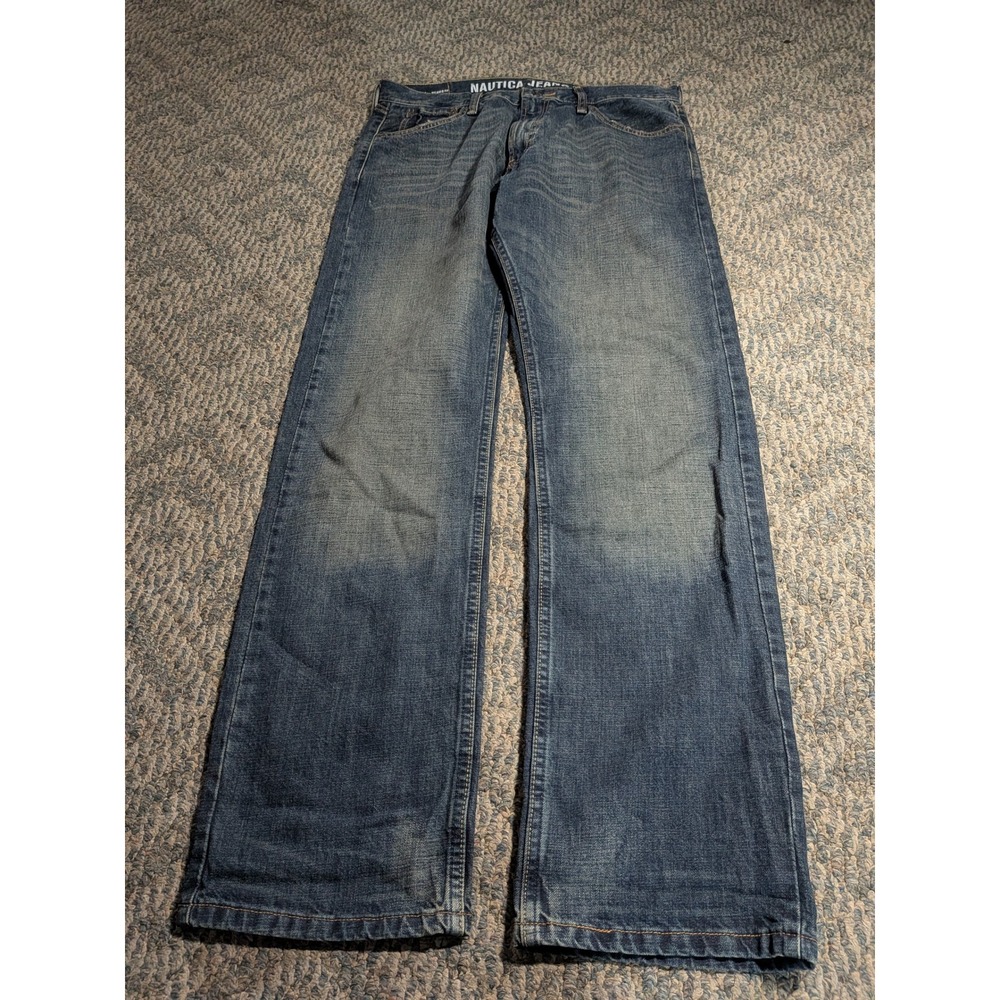 Nautica Jeans Co Mens 34x34 Relaxed Fit Medium Wash Cotton Denim Jeans 1P3012R
